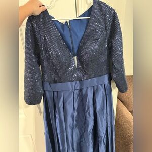 Elegant Navy Blue Sequin Mother of the Bride Dress-NWOT